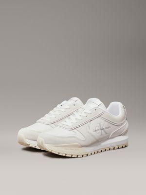 bright white/creamy white suede trainers for women calvin klein jeans