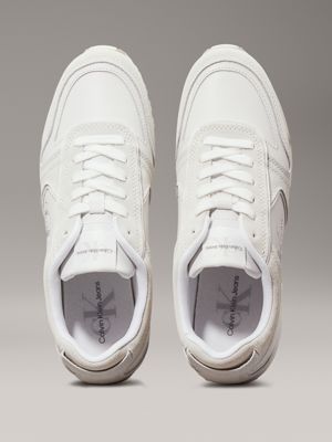 bright white/creamy white suede trainers for women calvin klein jeans