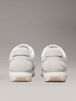 bright white/creamy white suede trainers for women calvin klein jeans