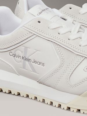 bright white/creamy white suede trainers for women calvin klein jeans