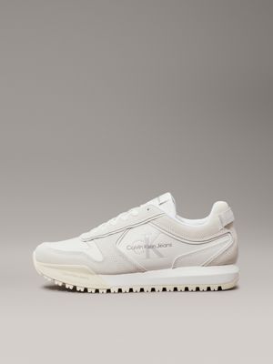 bright white/creamy white suede trainers for women calvin klein jeans