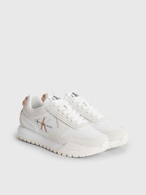 baskets en daim white/ancient white pour femmes calvin klein jeans