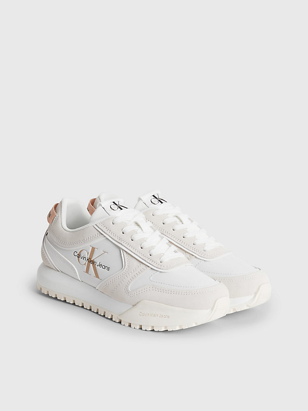 WHITE/ANCIENT WHITE Suede Trainers for women CALVIN KLEIN JEANS