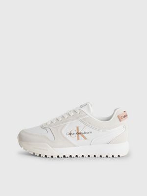baskets en daim white/ancient white pour femmes calvin klein jeans