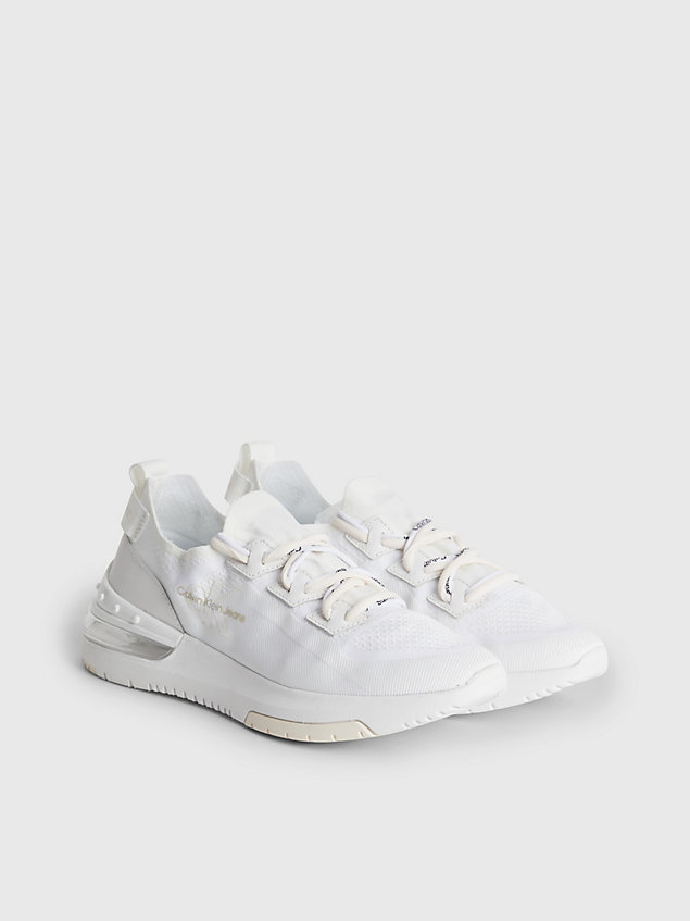 white recycled knit trainers for women calvin klein jeans