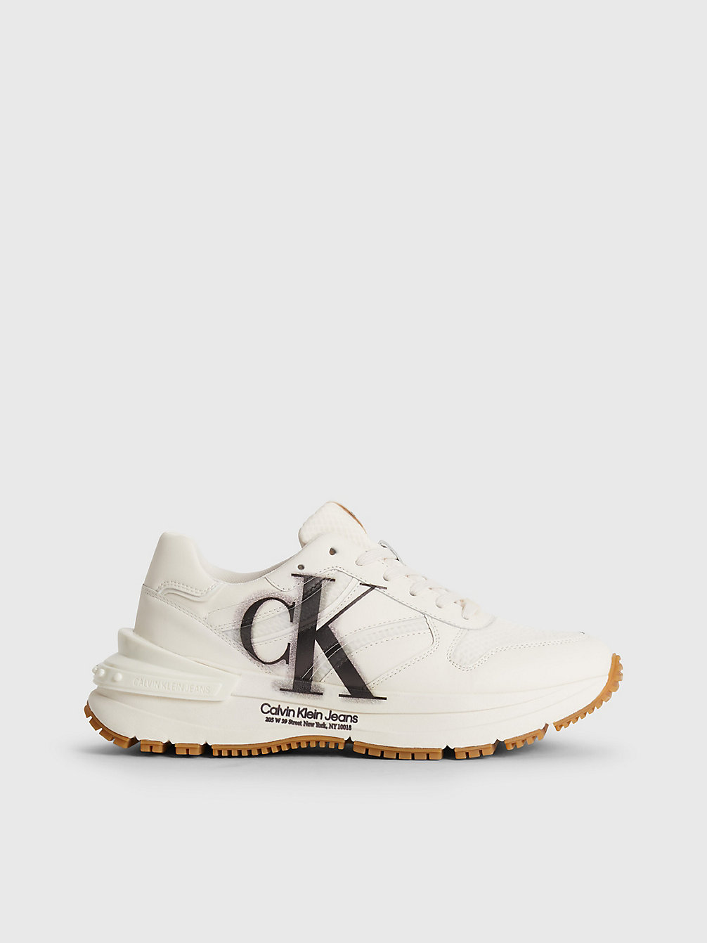 ANCIENT WHITE/BLACK Leather Trainers undefined women Calvin Klein