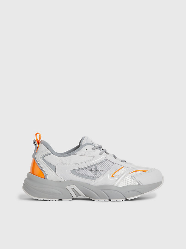 OYSTER MUSHROOM/GREY/ORANGE Suede and Mesh Trainers for women CALVIN KLEIN JEANS
