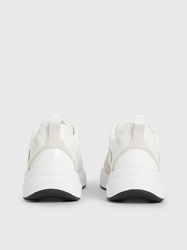 WHITE/CREAMY WHITE/BLACK Suède en mesh sneakers voor dames CALVIN KLEIN JEANS