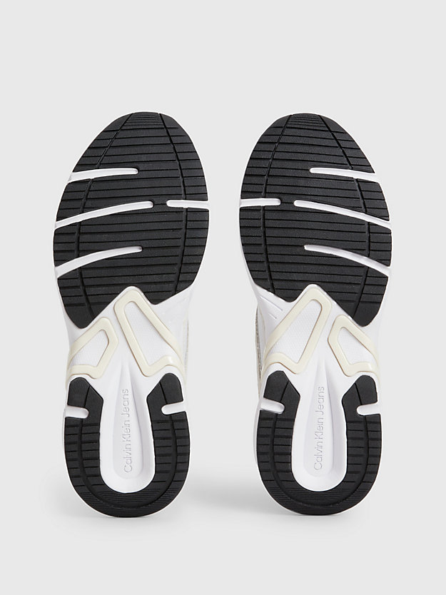 WHITE/CREAMY WHITE/BLACK Zapatillas de ante y malla de mujer CALVIN KLEIN JEANS