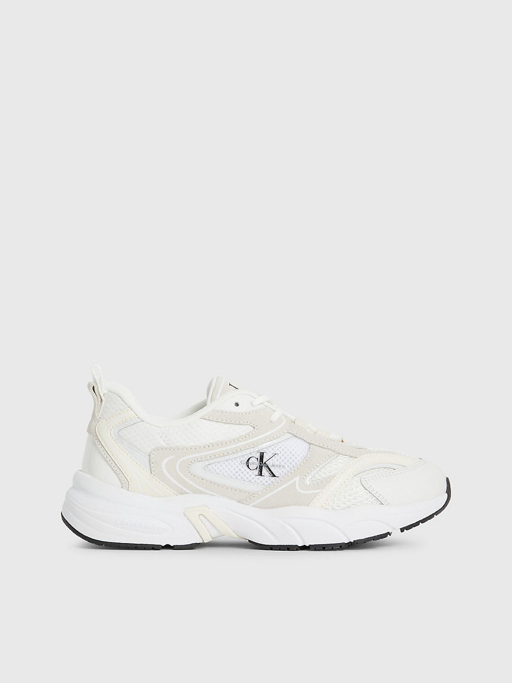 WHITE/CREAMY WHITE/BLACK Suede And Mesh Trainers undefined women Calvin Klein