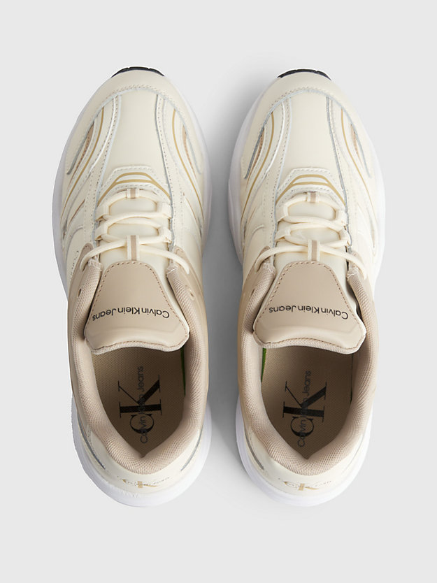 CREAMY WHITE/MERINO Leren sneakers voor dames CALVIN KLEIN JEANS