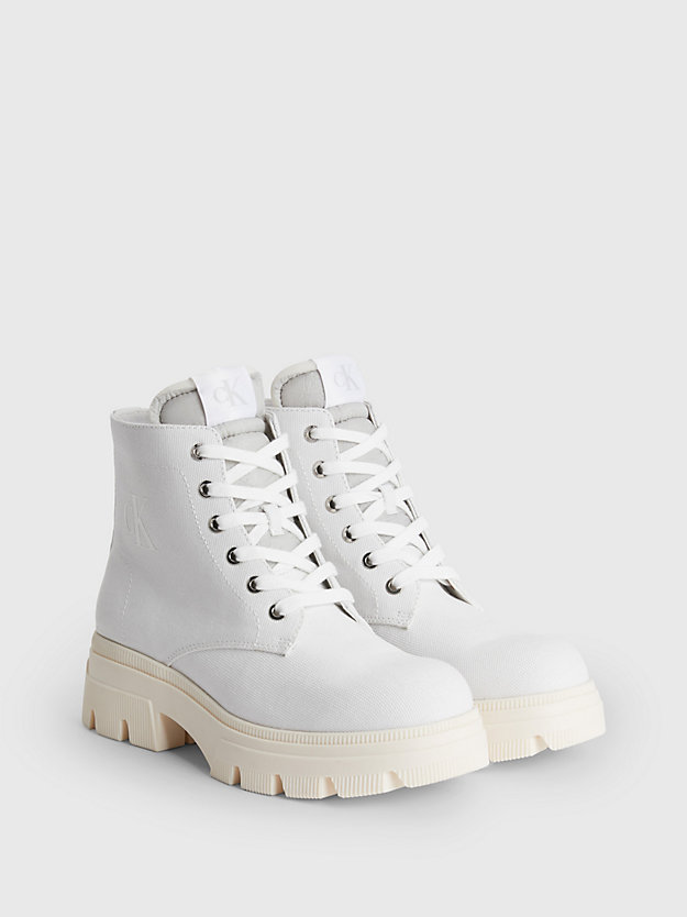 white recycled canvas heeled boots for women calvin klein jeans