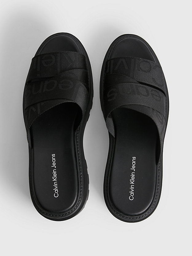BLACK Recycled Platform Wedge Logo Sandals for women CALVIN KLEIN JEANS