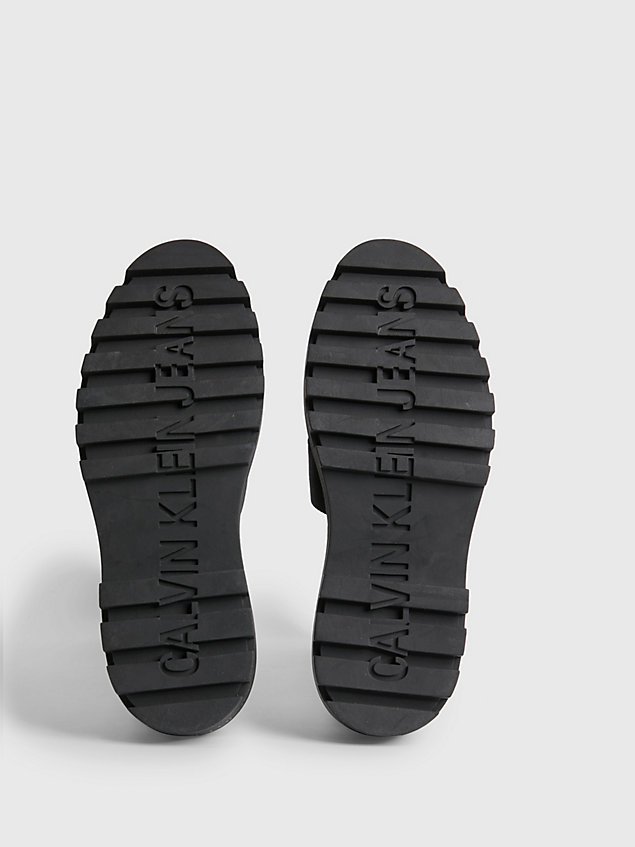 black gerecyclede plateausandalen met logo voor dames - calvin klein jeans