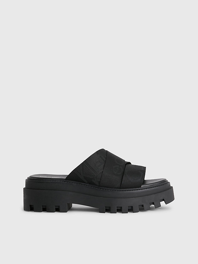 black recycled platform logo sandals for women calvin klein jeans