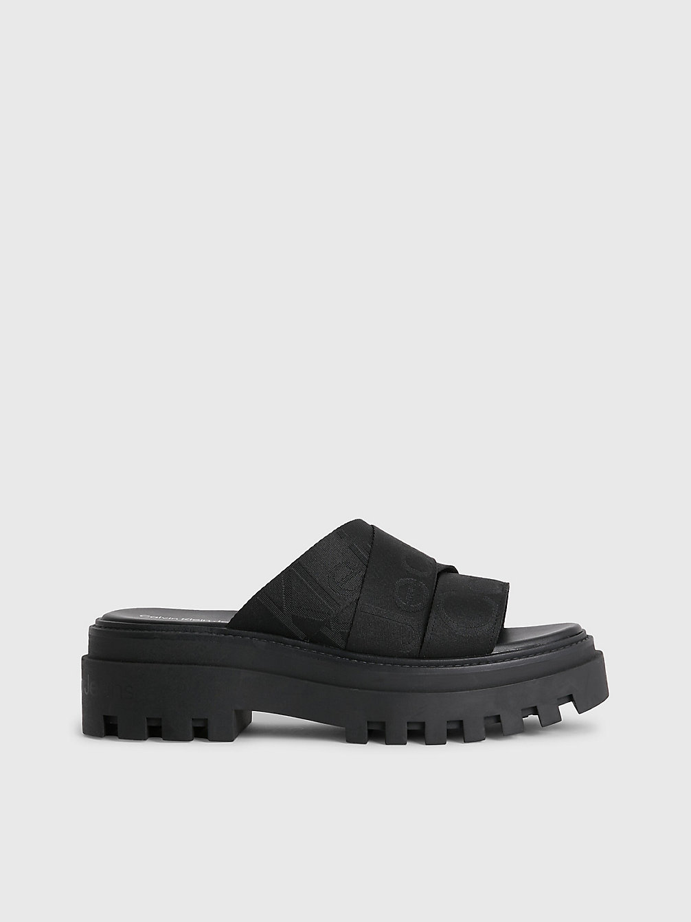 BLACK Recycled Platform Logo Sandals undefined women Calvin Klein