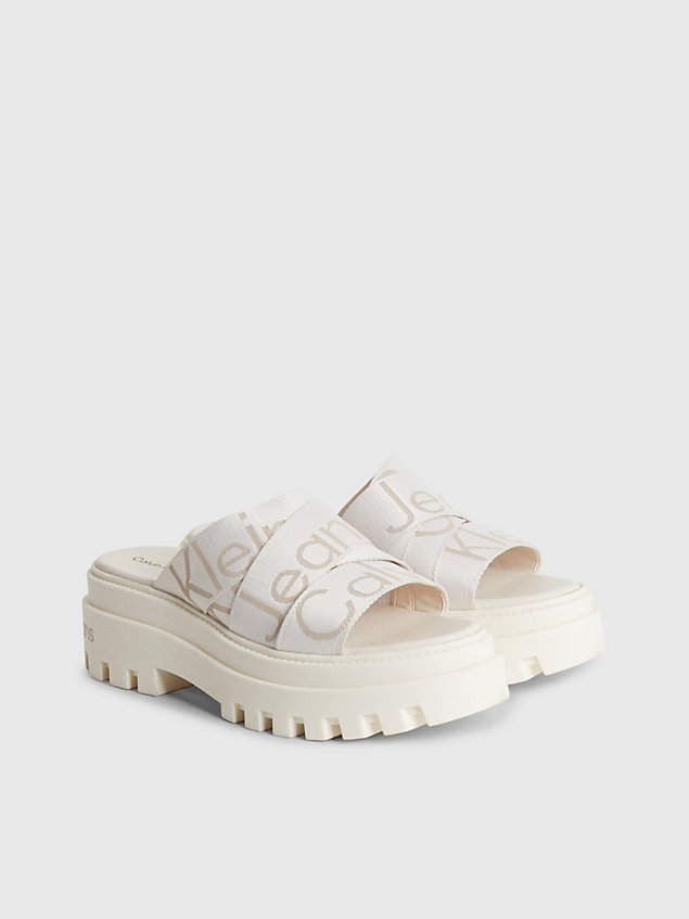 sandalias con plataforma de materiales reciclados con logo white de mujer calvin klein jeans