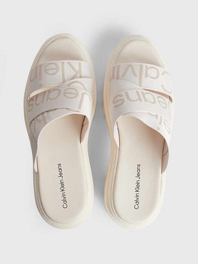 sandales plateforme recyclées avec logo white pour femmes calvin klein jeans