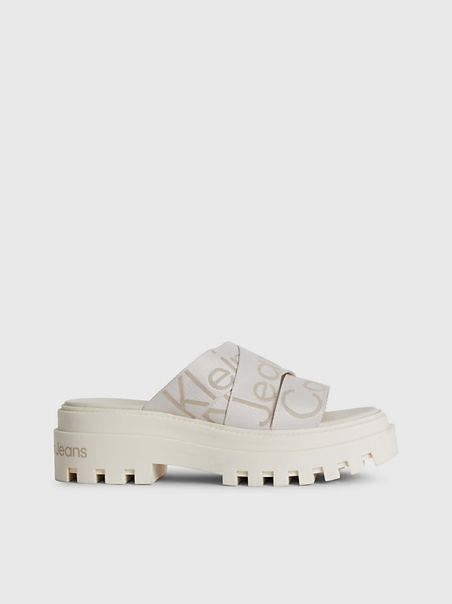white recycled platform logo sandals for women calvin klein jeans