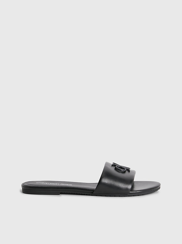Black Recycled Leather Sandals undefined women Calvin Klein