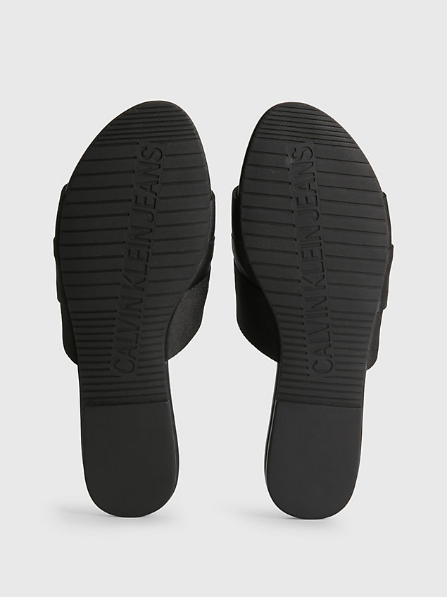 black gerecyclede sandalen van jacquard met logo voor dames - calvin klein jeans