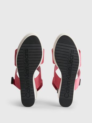 RASPBERRY SORBET Sandales compensées en jacquard recyclé avec logo for femmes CALVIN KLEIN JEANS