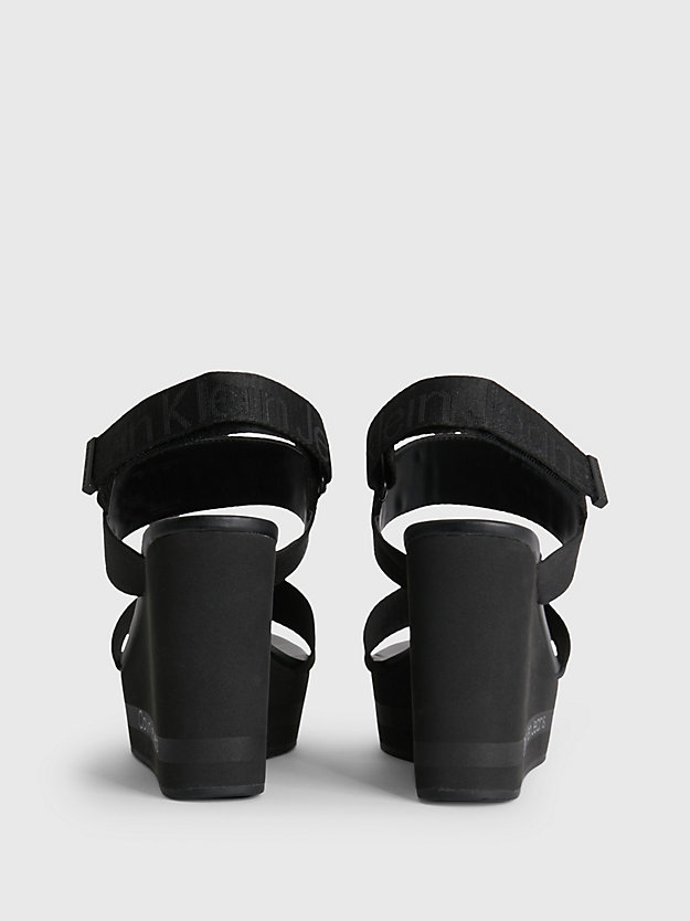 BLACK Sandales compensées en jacquard recyclé avec logo for femmes CALVIN KLEIN JEANS