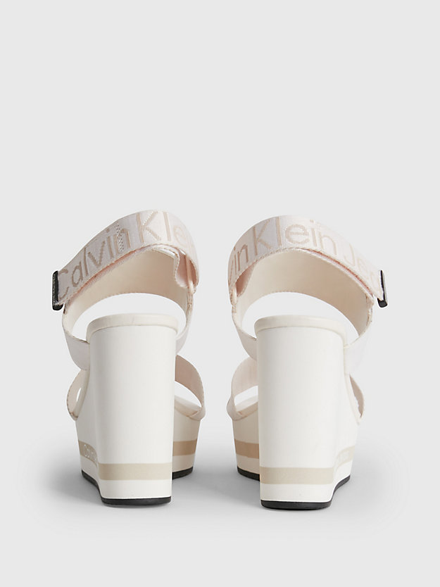 ANCIENT WHITE Gerecyclede sandalen met sleehak van jacquard met logo voor dames CALVIN KLEIN JEANS