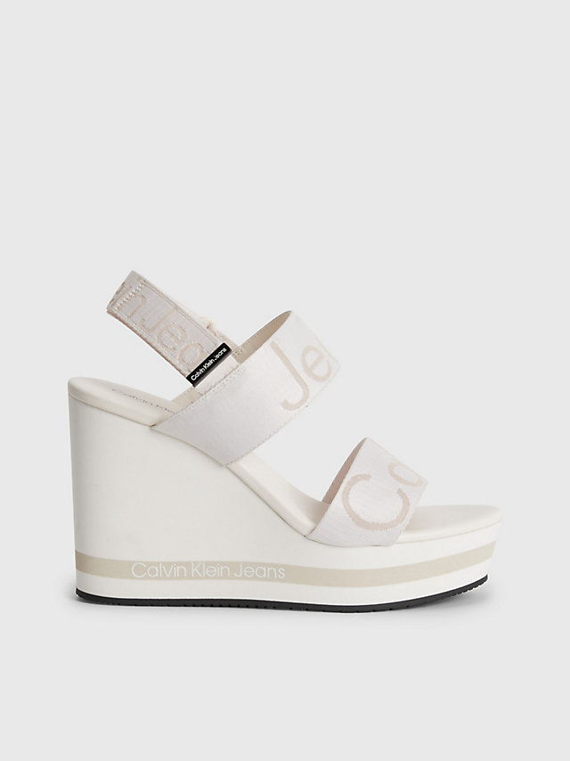 Ancient White Sandales Compensées En Jacquard Recyclé Avec Logo undefined femmes Calvin Klein