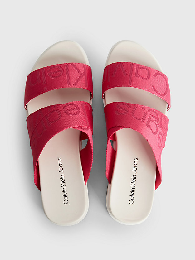 raspberry sorbet sandały na platformie z żakardowym logo z materiałów z recyklingu dla kobiety - calvin klein jeans