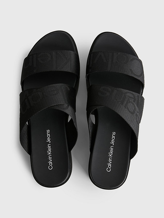 black recycled logo jacquard platform sandals for women calvin klein jeans