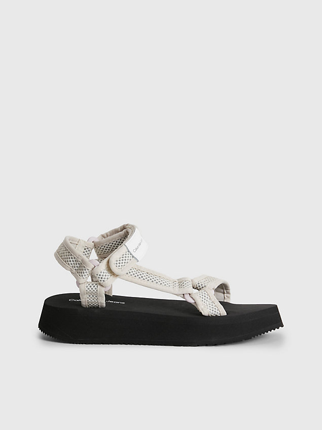 beige recycled mesh sandals for women calvin klein jeans
