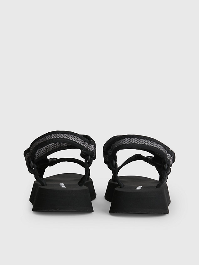 black recycelte mesh-sandalen für damen - calvin klein jeans