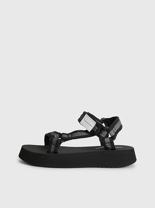 black gerecycled mesh sandalen voor dames - calvin klein jeans