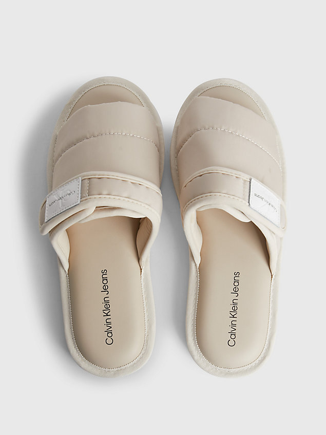 beige recycled puffer slippers for women calvin klein jeans