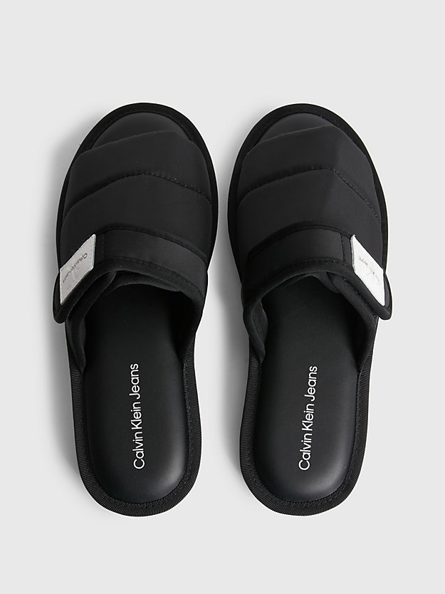 black recycled puffer slippers for women calvin klein jeans
