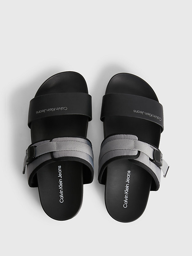 black / overcast grey gerecyclede sandalen voor dames - calvin klein jeans