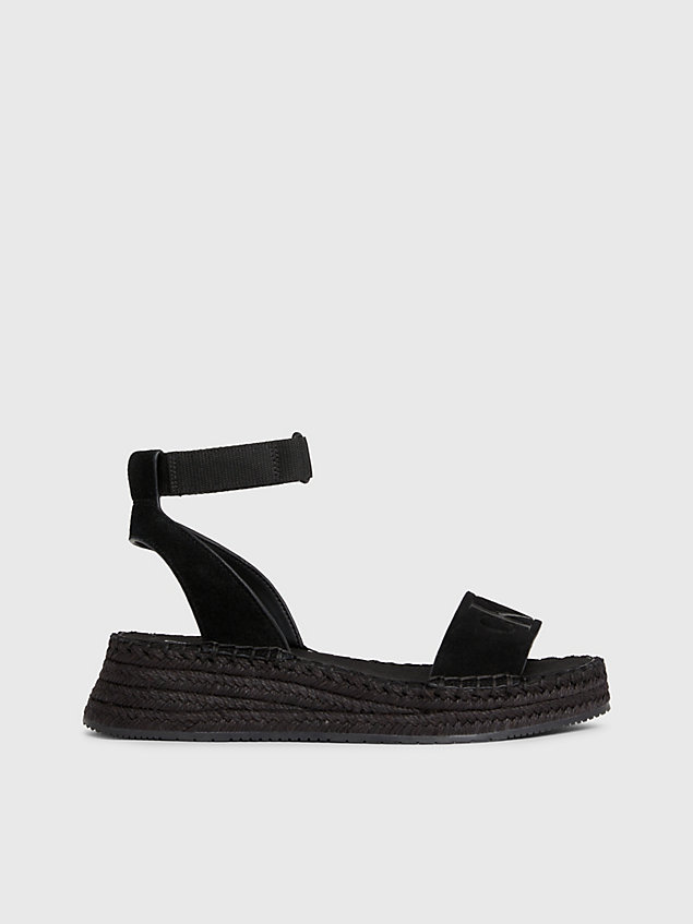 black suede espadrille wedge sandals for women calvin klein jeans