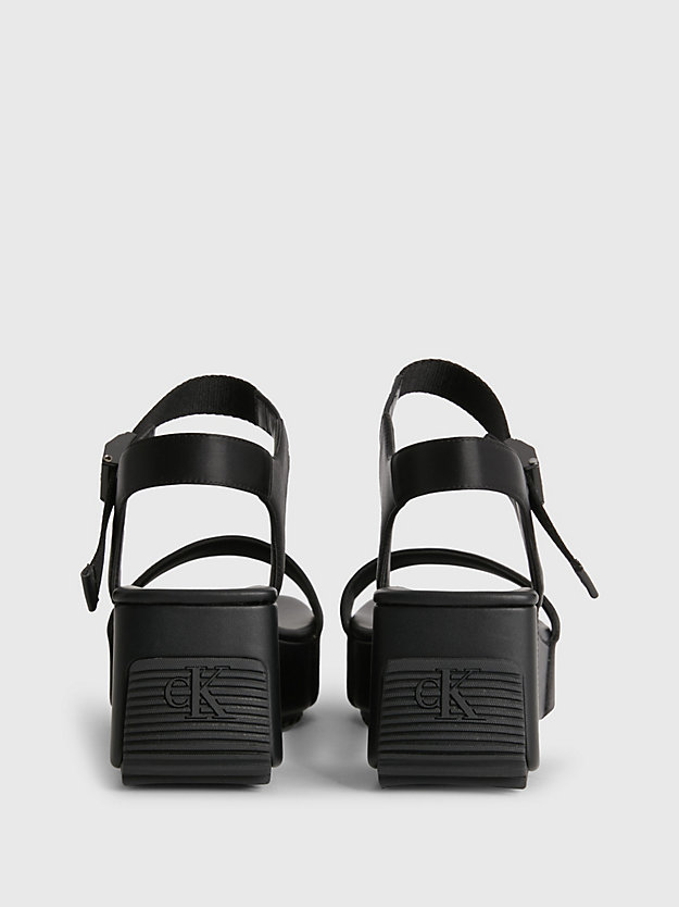 BLACK / OVERCAST GREY Recycled Satin Platform Wedge Sandals for women CALVIN KLEIN JEANS