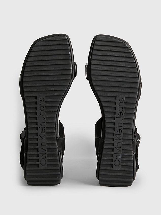 sandales compensées à plateforme en satin recyclé black pour femmes calvin klein jeans