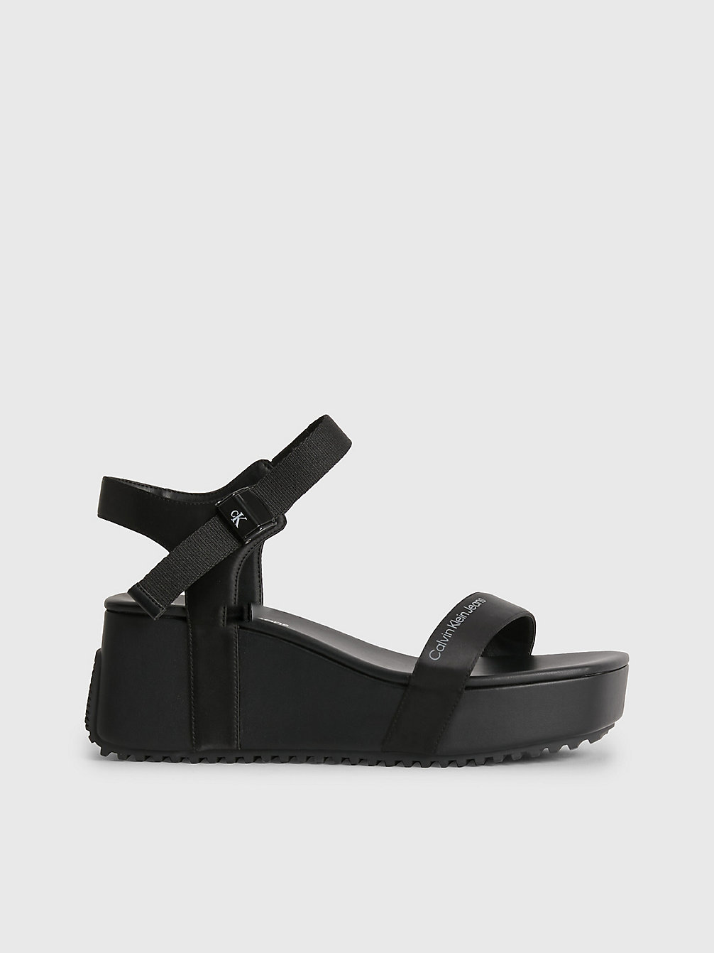 BLACK / OVERCAST GREY Recycled Satin Platform Wedge Sandals undefined women Calvin Klein
