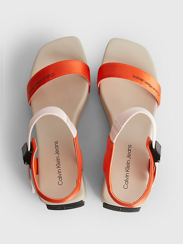 orange recycled satin platform wedge sandals for women calvin klein jeans