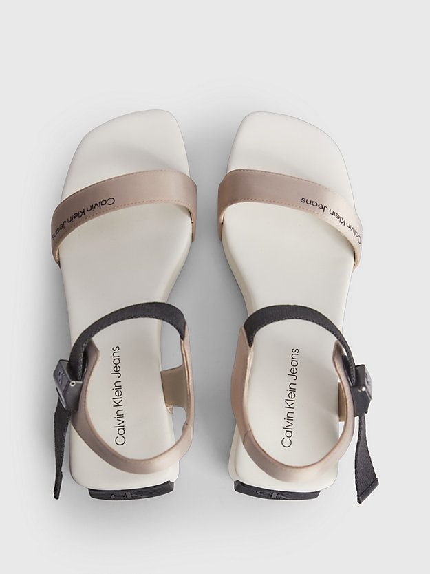 CREAMY WHITE/MERINO Recycled Satin Platform Wedge Sandals for women CALVIN KLEIN JEANS