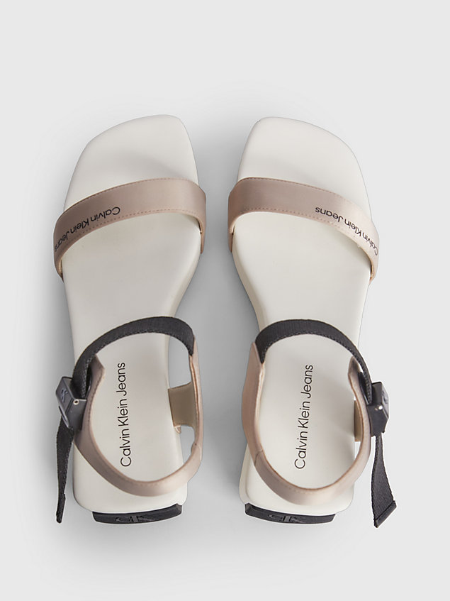 white recycled satin platform wedge sandals for women calvin klein jeans