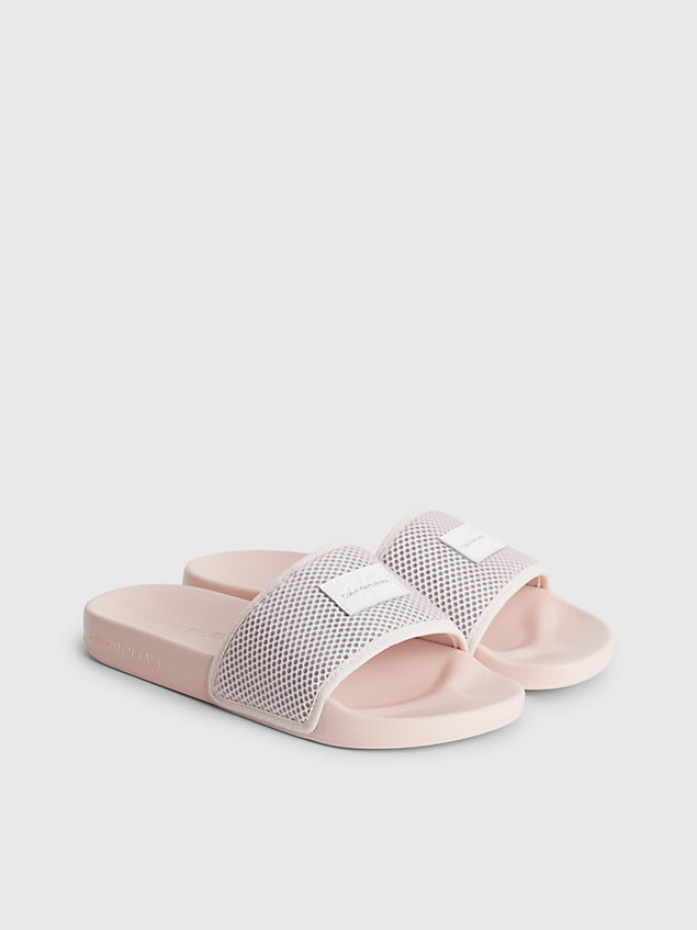 pink recycled mesh sliders for women calvin klein jeans