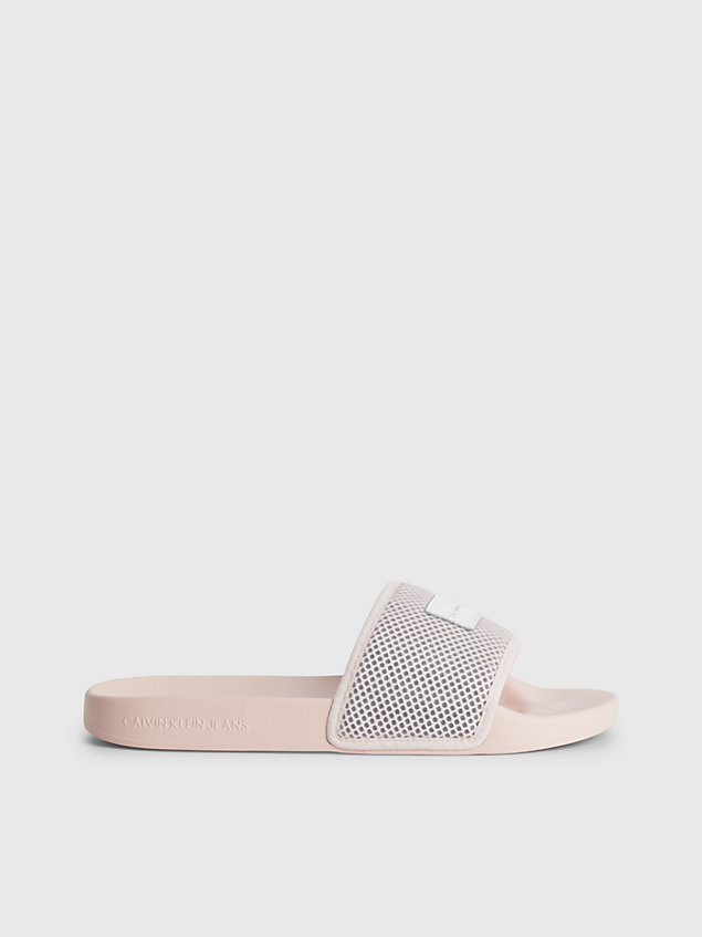 pink recycled mesh sliders for women calvin klein jeans