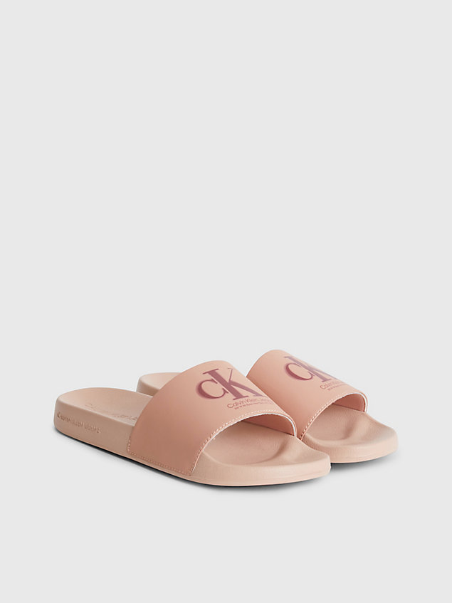 pink logo-slippers für damen - calvin klein jeans