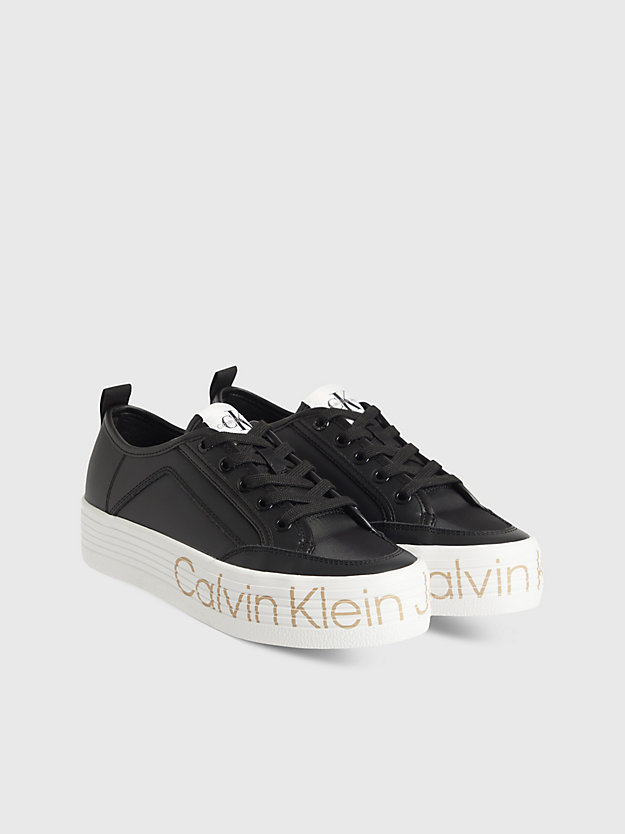 BLACK Zapatillas de plataforma de piel de mujer CALVIN KLEIN JEANS