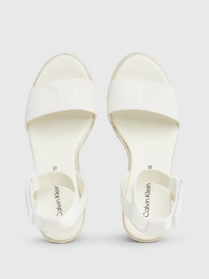 creamy white/bright white suede espadrille wedge sandals for women calvin klein jeans