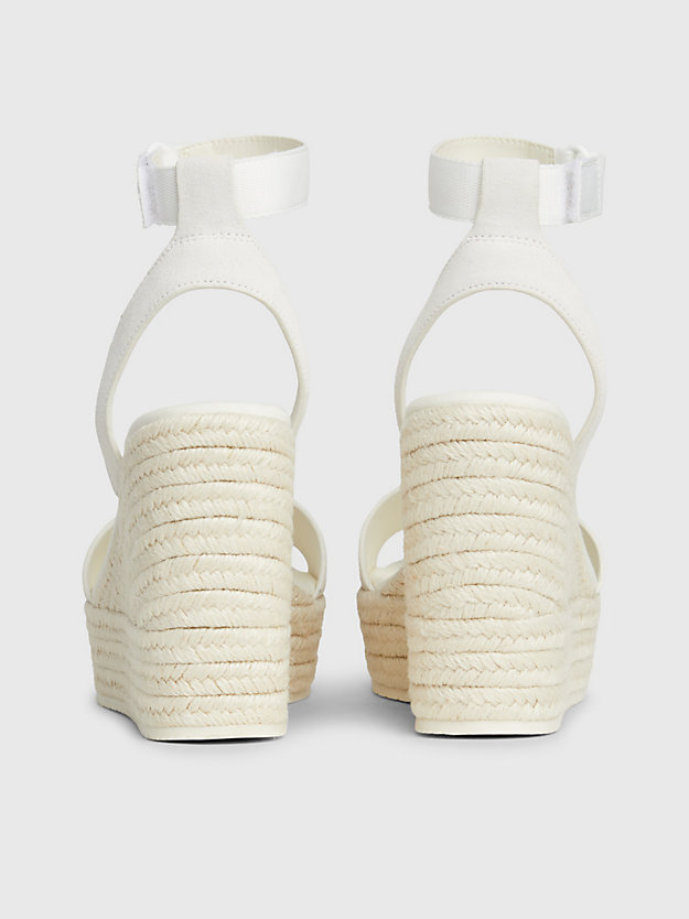 sandales espadrilles compensées en daim creamy white / bright white pour femmes calvin klein jeans